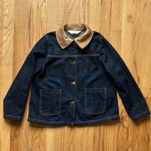 H&M Kids Denim Chore Coat Jacket with Brown Corduroy Collar